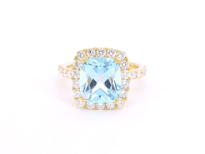 Gouden entourage ring met natuurlijke topaas en diamanten – foto 6 – kavel bij Onlineveilingmeester