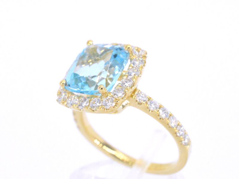 Gouden entourage ring met natuurlijke topaas en diamanten – foto 3 – kavel bij Onlineveilingmeester