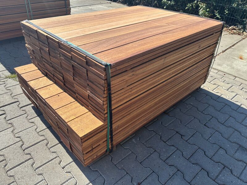 Ca. 196x Guyana Teak Planken Geschaafd, 21x145mm, lengte 112/140cm, 84/155cm – foto 2 – kavel bij Onlineveilingmeester
