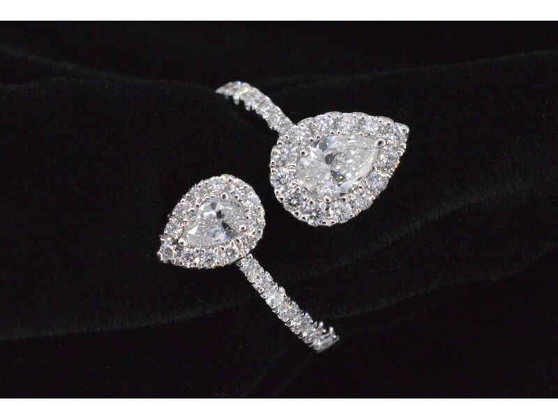 Witgouden rijring met pearshape en Briljant geslepen diamanten 1.25 carat – foto 10 – kavel bij Onlineveilingmeester