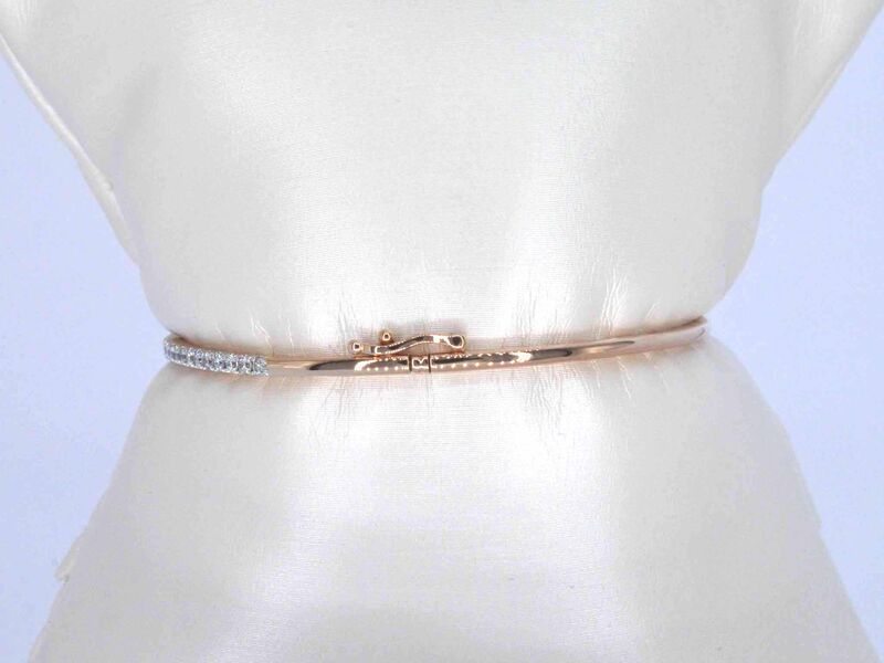 Rosegouden bangle armband met natuurlijke briljant geslepen diamanten – foto 5 – kavel bij Onlineveilingmeester
