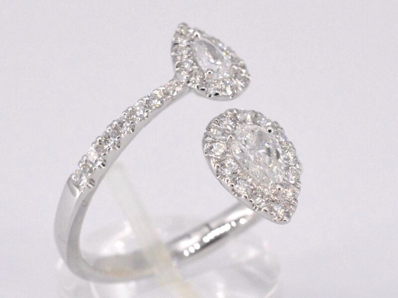 Witgouden rijring met pearshape en Briljant geslepen diamanten 1.25 carat – foto 5 – kavel bij Onlineveilingmeester