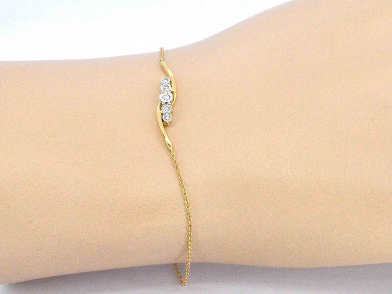 Gouden armband met diamanten in een rij gezet – foto 2 – kavel bij Onlineveilingmeester