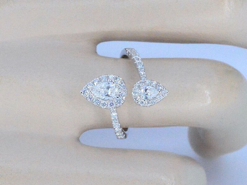 Witgouden rijring met pearshape en Briljant geslepen diamanten 1.25 carat – foto 2 – kavel bij Onlineveilingmeester