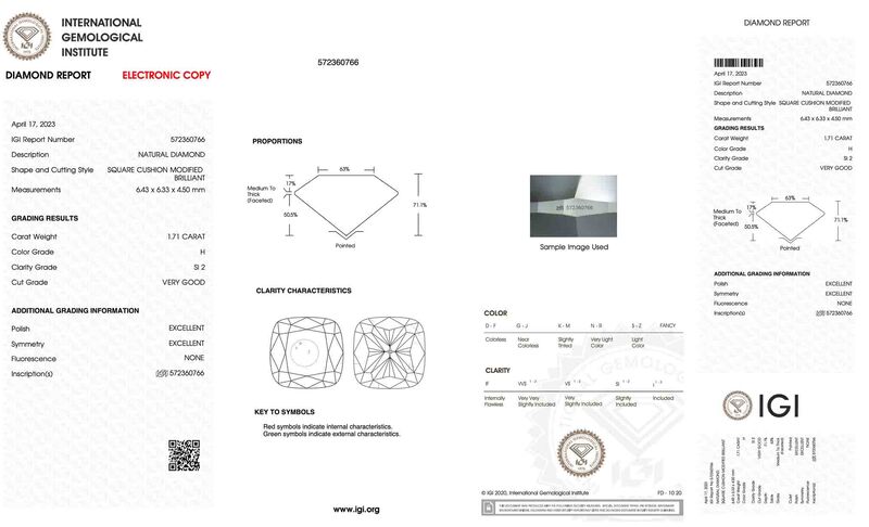 Diamant - 1.71 carat echte diamant (gecertificeerd) – foto 2 – kavel bij Onlineveilingmeester