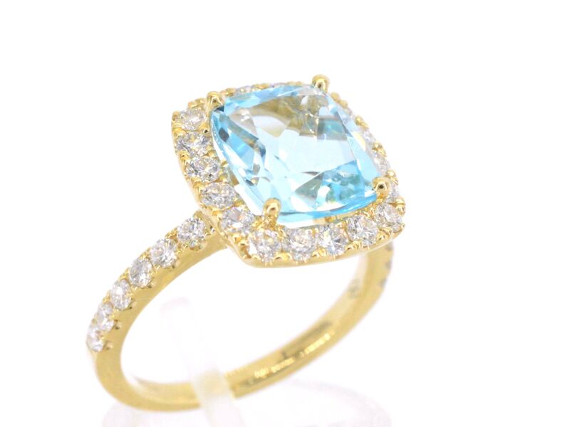 Gouden entourage ring met natuurlijke topaas en diamanten – foto 4 – kavel bij Onlineveilingmeester