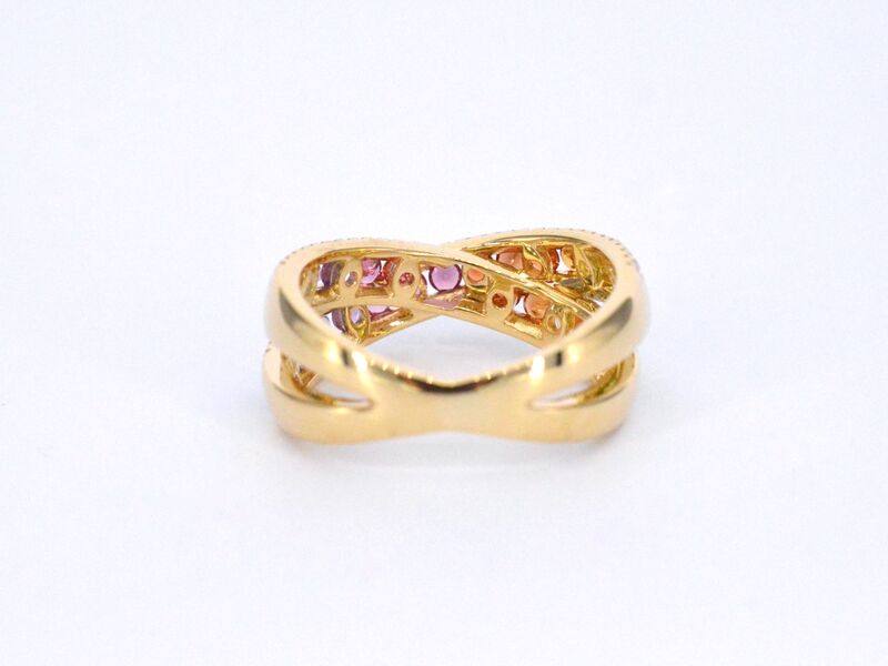 Gouden ring met diamanten en multicolour saffieren – foto 7 – kavel bij Onlineveilingmeester