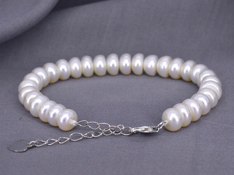 Parel armband met echte parels en een zilveren sluiting - juwelierskwaliteit – foto 3 – kavel bij Onlineveilingmeester