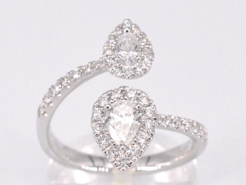 Witgouden rijring met pearshape en Briljant geslepen diamanten 1.25 carat – kavel bij Onlineveilingmeester
