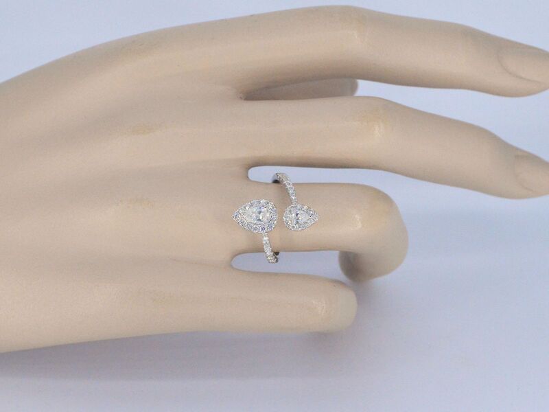 Witgouden rijring met pearshape en Briljant geslepen diamanten 1.25 carat – foto 3 – kavel bij Onlineveilingmeester