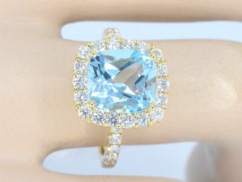 Gouden entourage ring met natuurlijke topaas en diamanten – foto 2 – kavel bij Onlineveilingmeester