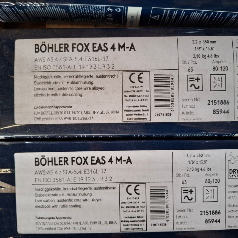7x 2,1 kilo Laselektrode Bohler, FOX EAS 4M-A – foto 4 – kavel bij Onlineveilingmeester, Winsum