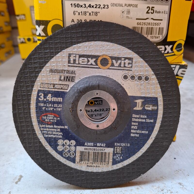 Ca. 85x Doorslijpschijf FlexOvit, 150x3,4x22,23 – foto 2 – kavel bij Onlineveilingmeester, Winsum
