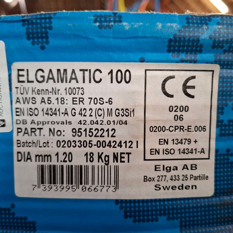 2x Rol MIG/MAG lasdraad Elga, Elgamatic 100 – foto 2 – kavel bij Onlineveilingmeester, Winsum