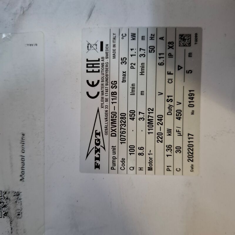 Dompelpomp Flygt, DXVM50-11/B SG, bouwjaar 2022 – foto 3 – kavel bij Onlineveilingmeester, Winsum