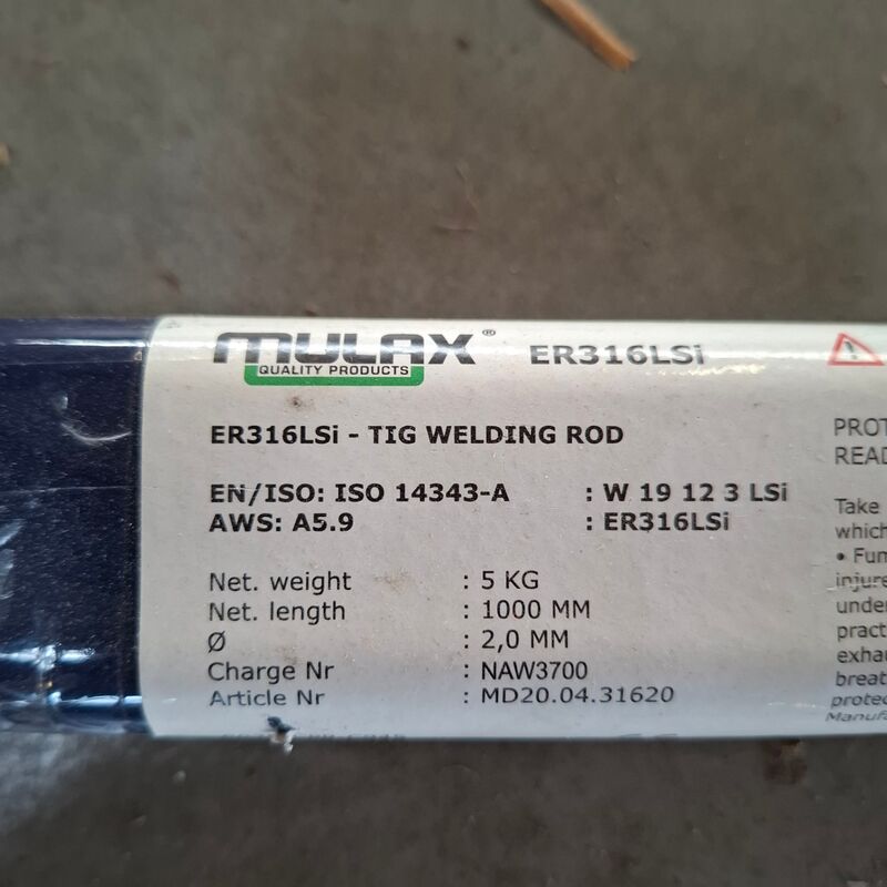 koker a 5 kilo TIG laselektrode Mulax, ER316LSi – foto 3 – kavel bij Onlineveilingmeester, Winsum