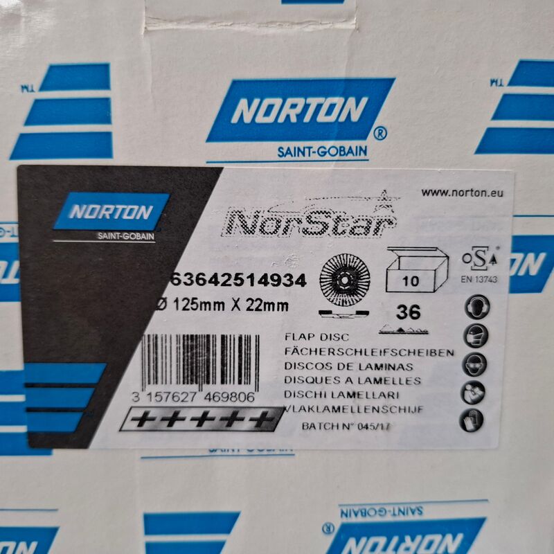 5 doos a 10 stuks Lamellenschijf Norton, 125x22,23mm | 36 – foto 4 – kavel bij Onlineveilingmeester, Winsum