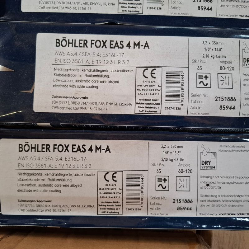 7x 2,1 kilo Laselektrode Bohler, FOX EAS 4M-A – foto 2 – kavel bij Onlineveilingmeester, Winsum