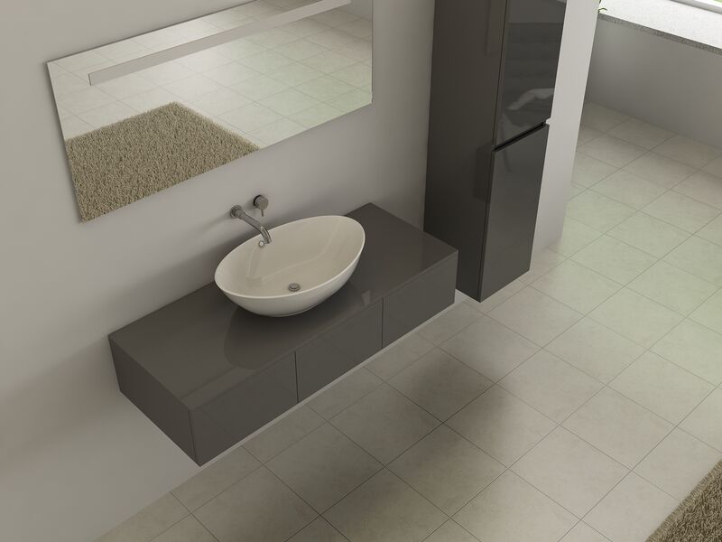 Badkamermeubel, Vonato, Modular 140, hoogglans antraciet – foto 2 – kavel bij Onlineveilingmeester