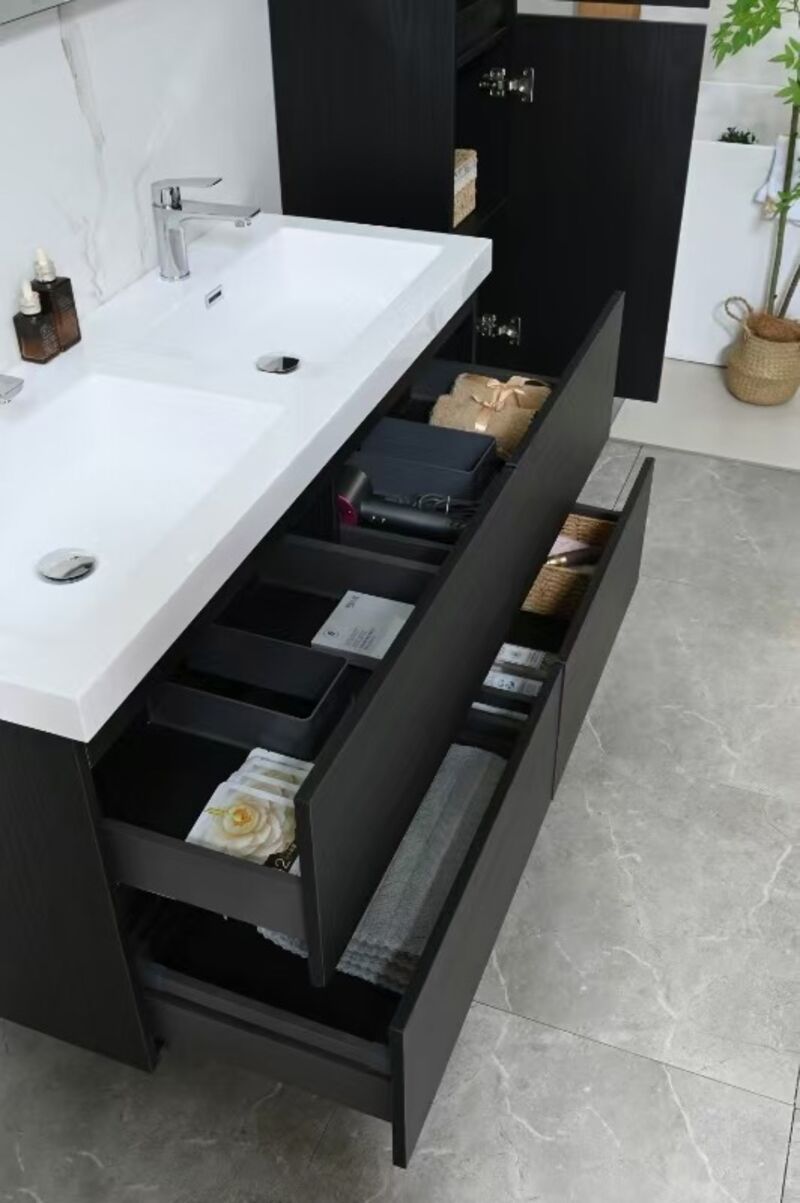 Badkamermeubel, Vonato, Calmwood 120, donker hout decor – foto 4 – kavel bij Onlineveilingmeester