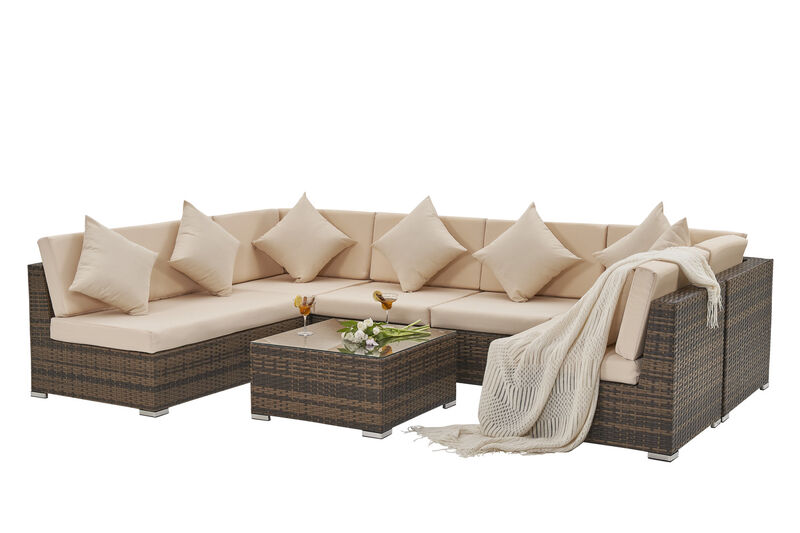 Loungeset, Vonato, Oasi, bruin wicker – foto 4 – kavel bij Onlineveilingmeester