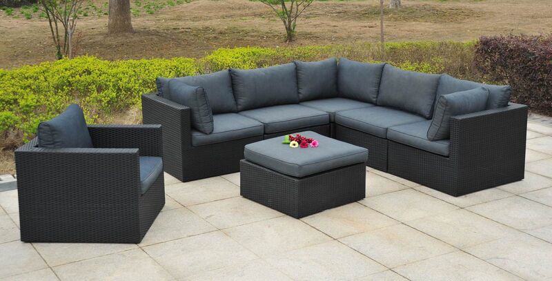 Loungeset, Vonato, Elena, zwart wicker – foto 3 – kavel bij Onlineveilingmeester