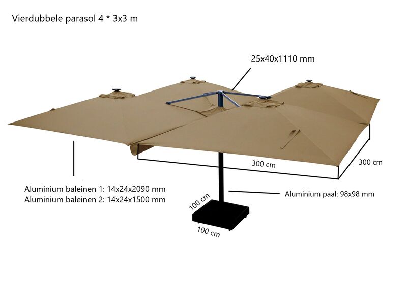 Parasol, Paralux, Feranova, wit – foto 3 – kavel bij Onlineveilingmeester