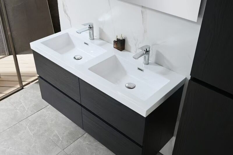 Badkamermeubel, Vonato, Calmwood 120, donker hout decor – foto 3 – kavel bij Onlineveilingmeester