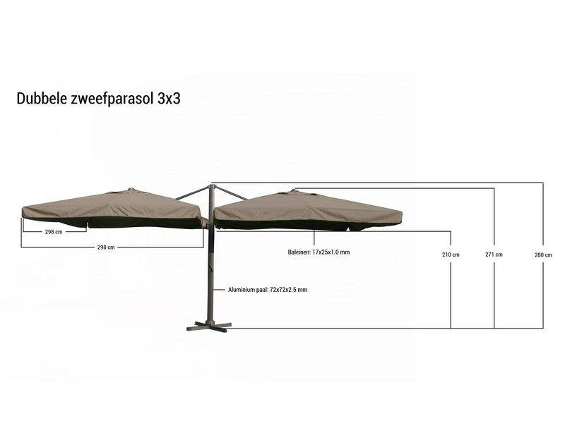 Parasol, Paralux, Marzano, zwart – foto 2 – kavel bij Onlineveilingmeester