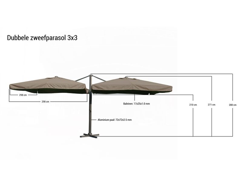 Parasol, Paralux, Bellora, taupe / sandy – foto 2 – kavel bij Onlineveilingmeester