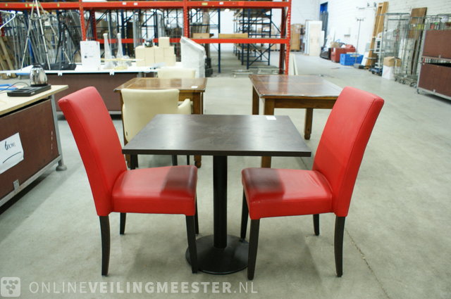 Catering Table With 2x Chair Brown Red