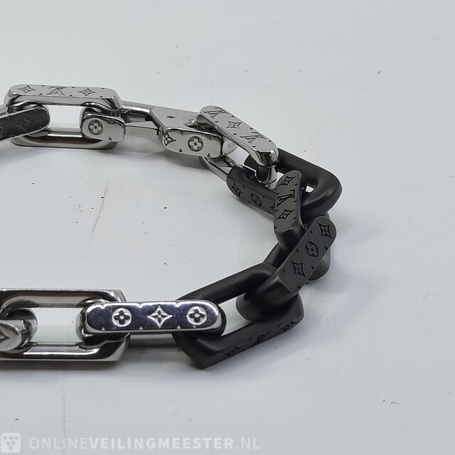 LOUIS VUITTON Monogram Chain Bracelet M00687 Black/Silver Men's
