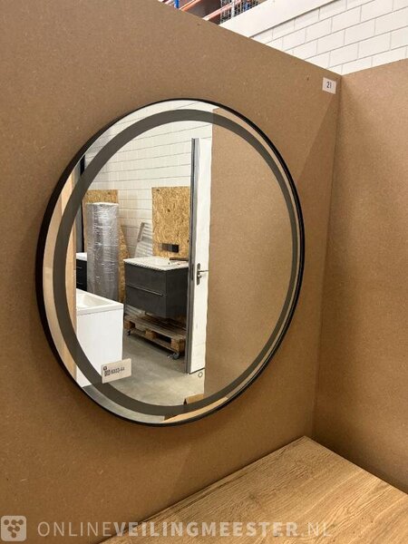 badmeubelen,　black　n/a　heating　frame　mirror　in　Spiegel,　Round　»　LED　Sanox